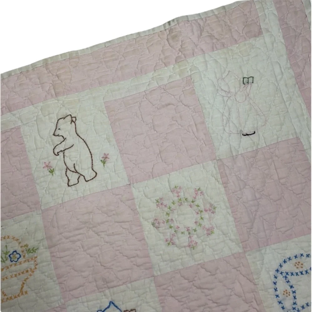 Vintage Quilt Patchwork Handcrafted Primitive Farmhouse Antique Baby Rare OOAK